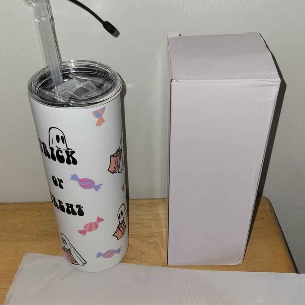 Spooky Ghost Tumbler with Straw